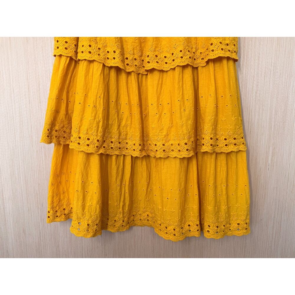 House Of Harlow 1960 Eyelet Tiered Maxi Skirt Size Medium Pull On Mustard Boho - Picture 3 of 11
